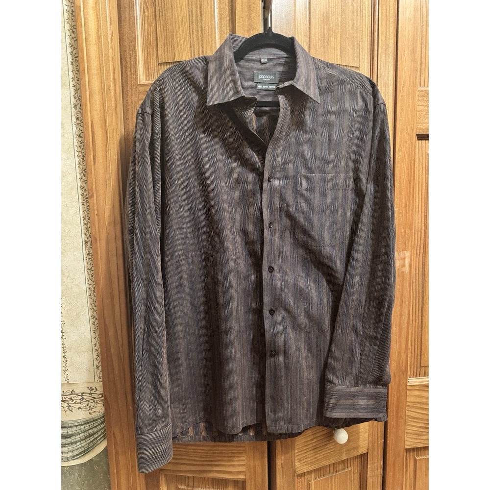 John Louis London Cotton Men's Dress‎ Shirt Work Business Professional Size L